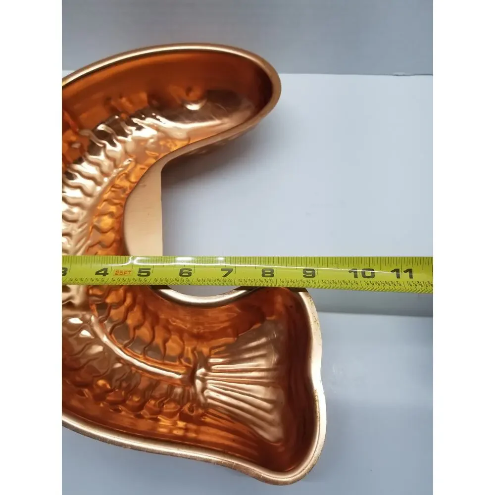 Vintage Large Copper Salmon Fish Jello Mold Bundt Pan Hangs